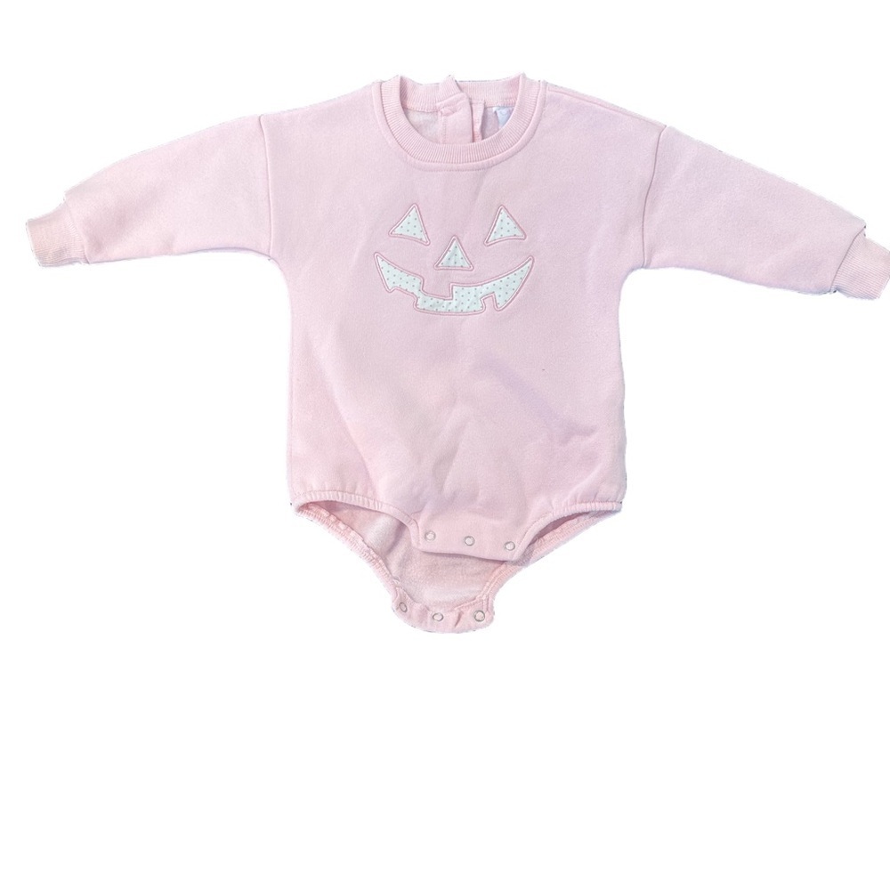 Pink Baby One-Piece Bodysuit with Pumpkin Face
